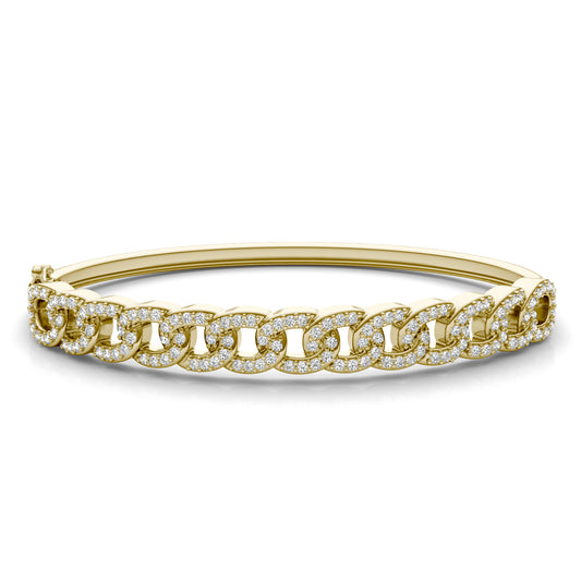 1 3/4 CTW Round Caydia Lab Grown Diamond Chain Link Bangle Bracelet 14K Yellow Gold