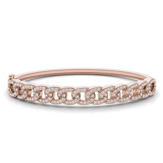 1 3/4 CTW Round Caydia Lab Grown Diamond Chain Link Bangle Bracelet 14K Rose Gold