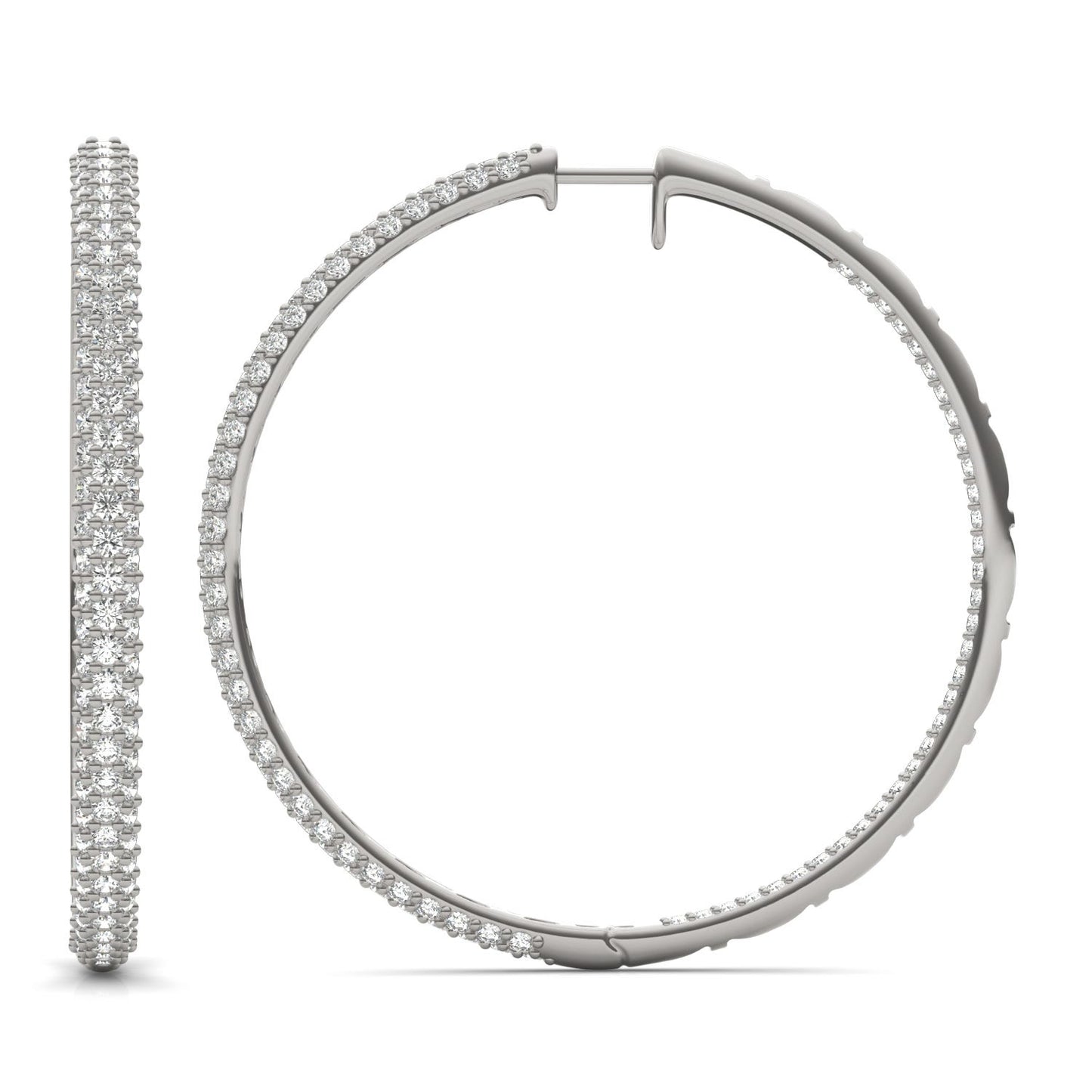 2 2/5 CTW Round Caydia Lab Grown Diamond Pave Inside Out Earrings 14K White Gold