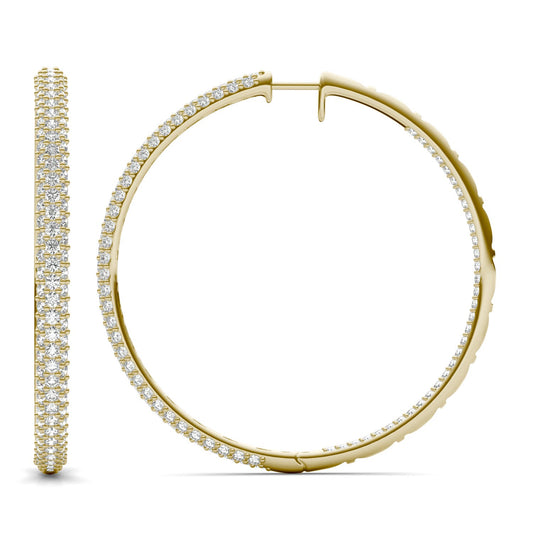 2 2/5 CTW Round Caydia Lab Grown Diamond Pave Inside Out Earrings 14K Yellow Gold