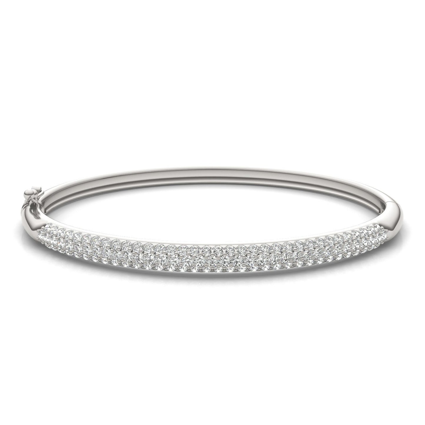 2 7/8 CTW Round Caydia Lab Grown Diamond Pave Bangle Bracelet 14K White Gold