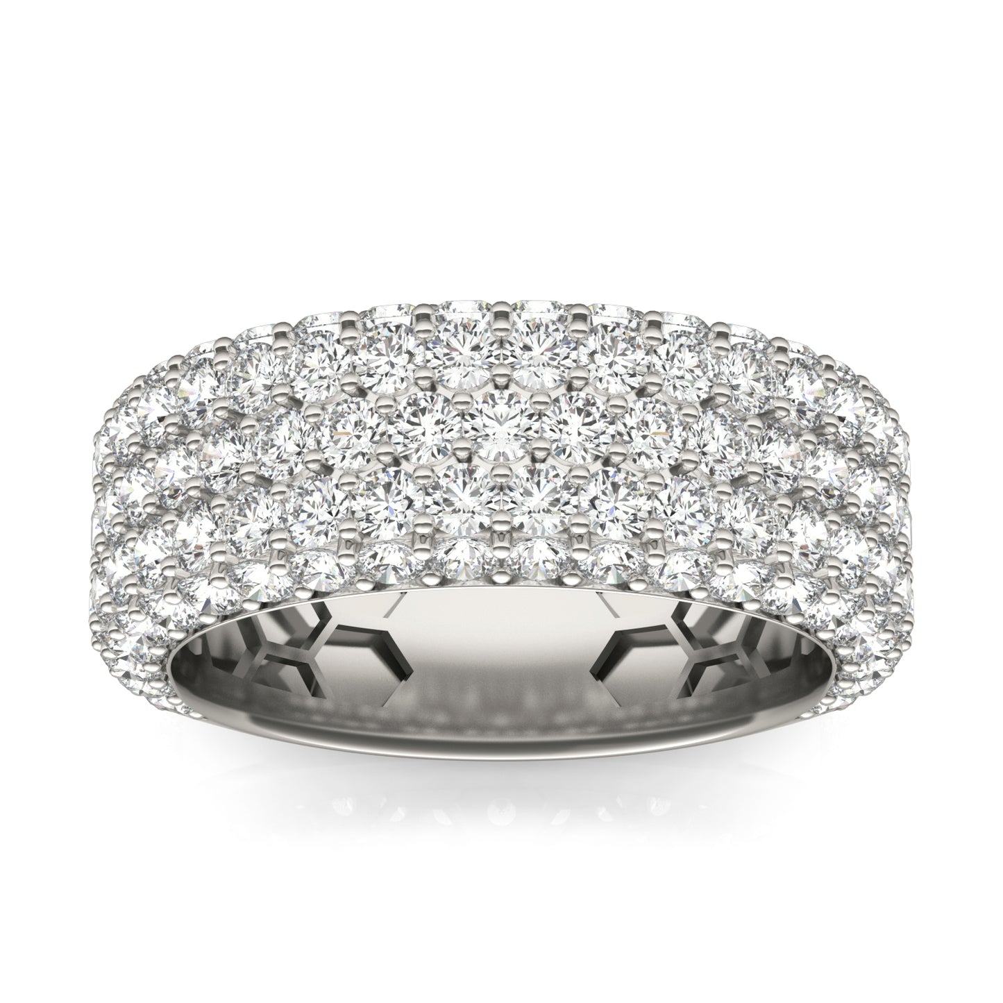 2 2/3 CTW Round Caydia Lab Grown Diamond Five Row Pave Ring 14K White Gold