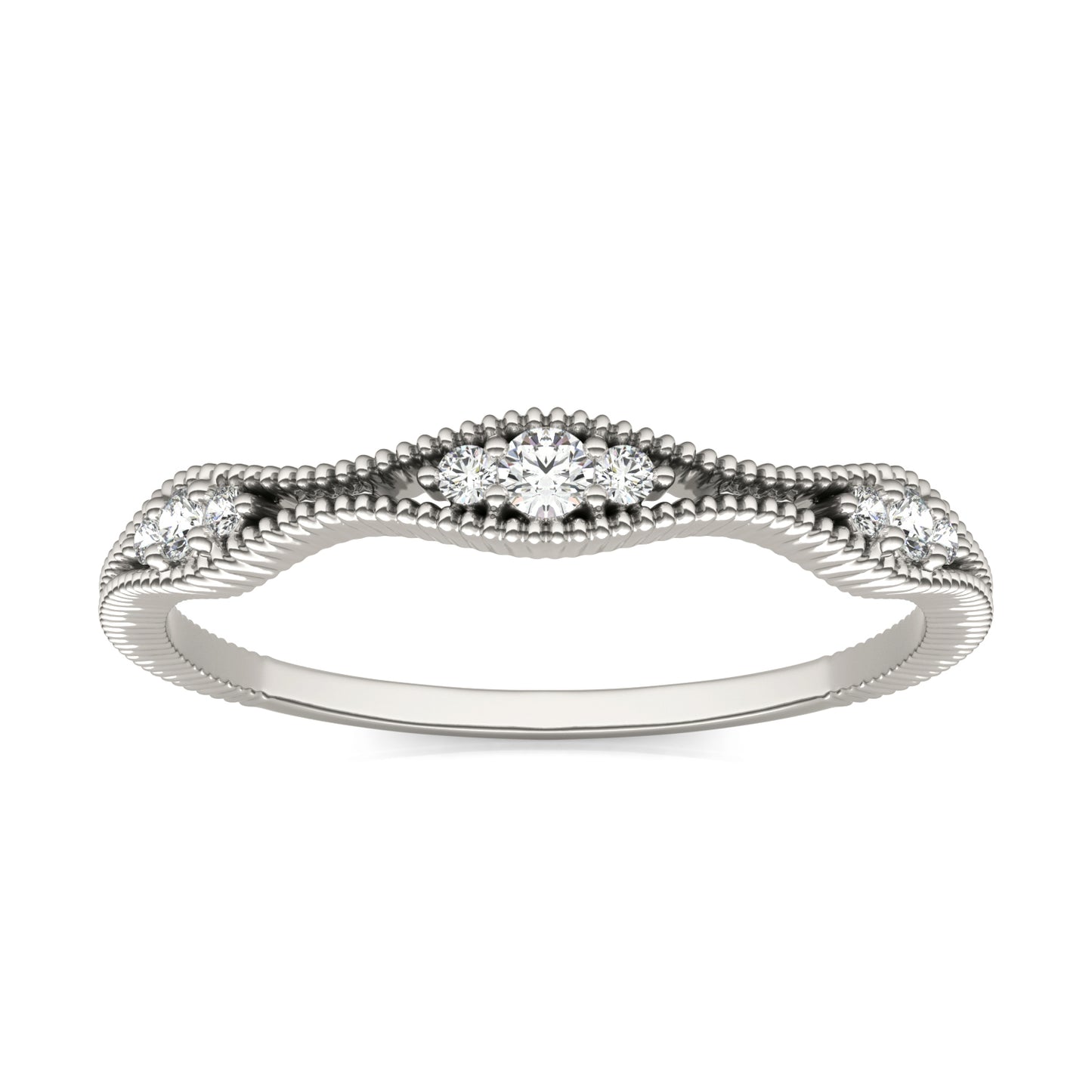 1/10 CTW Round Caydia Lab Grown Diamond Graduated Ring 14K White Gold