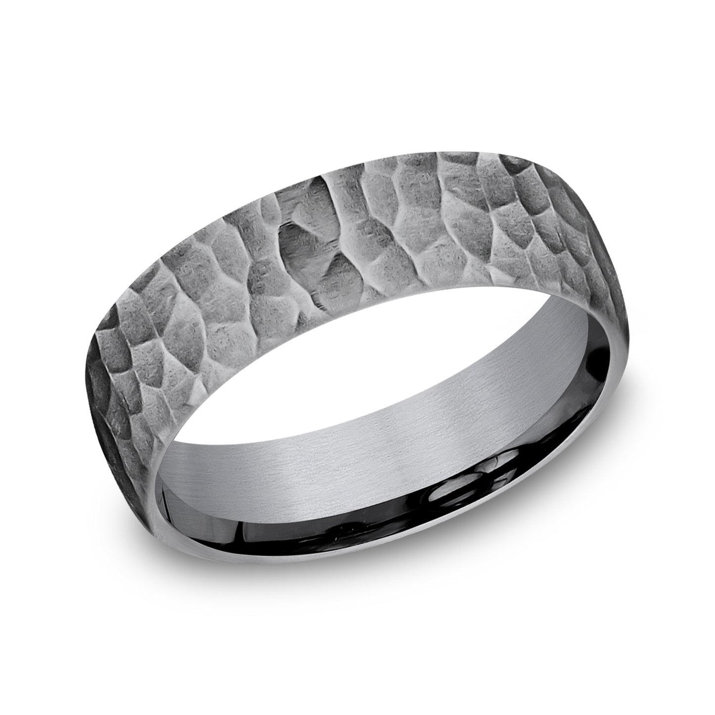 6.5mm Hammer Finished Mens Band in Grey Tantalum