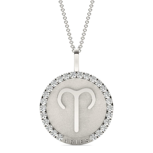 3/4 CTW Round Caydia Lab Grown Diamond Aries Pendant 14K White Gold