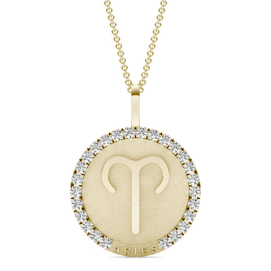 3/4 CTW Round Caydia Lab Grown Diamond Aries Pendant 14K Yellow Gold