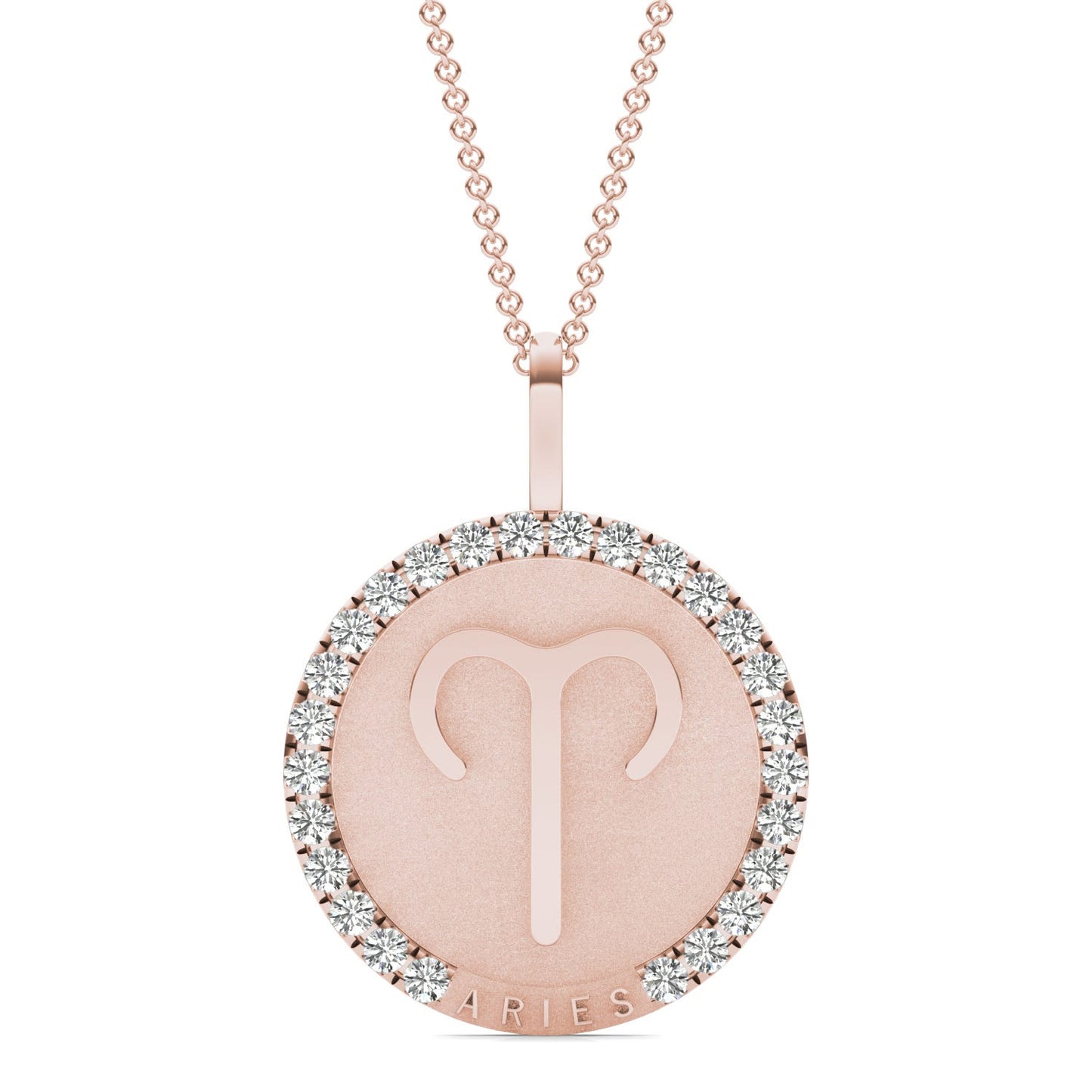 3/4 CTW Round Caydia Lab Grown Diamond Aries Pendant 14K Rose Gold