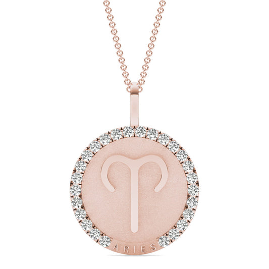 3/4 CTW Round Caydia Lab Grown Diamond Aries Pendant 14K Rose Gold