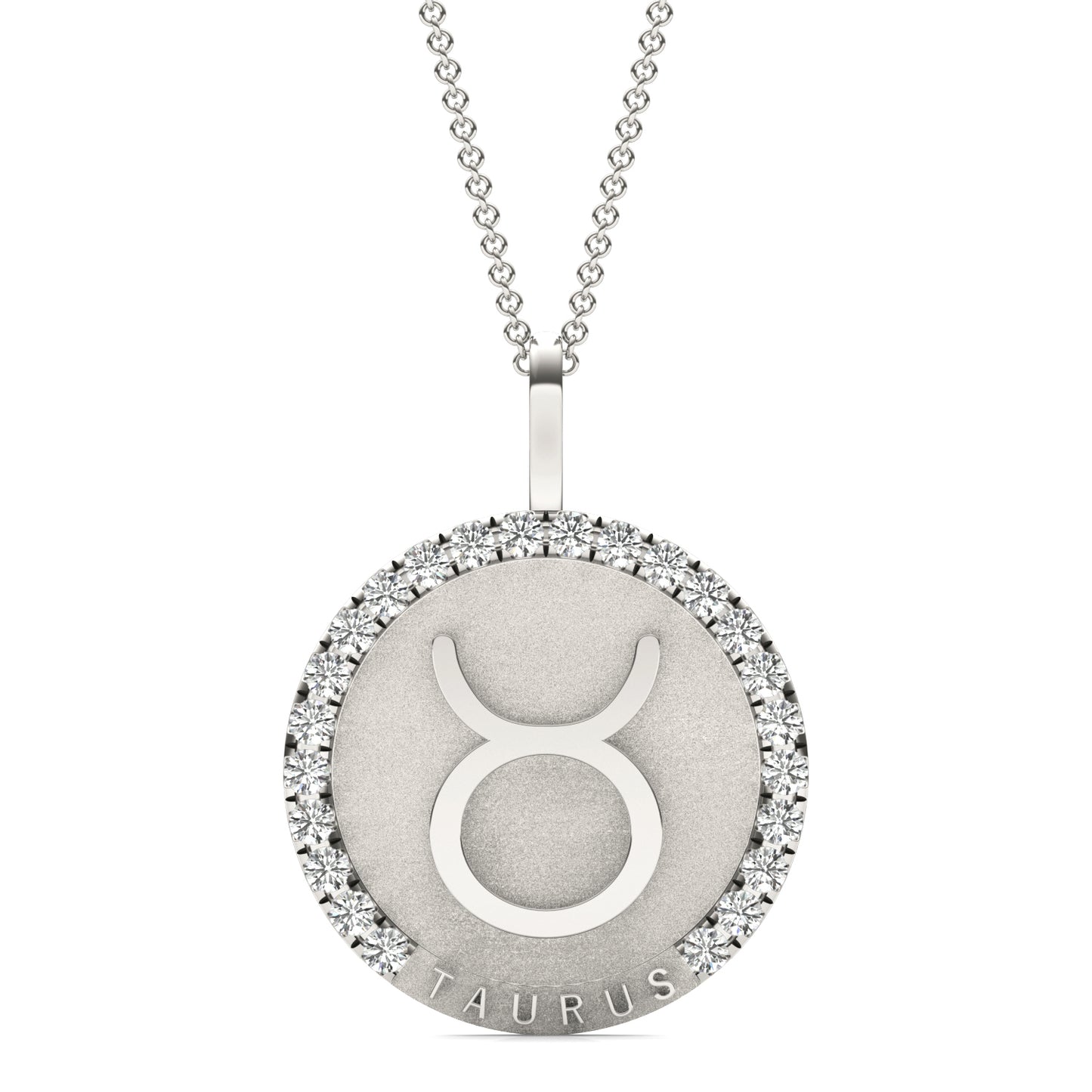 3/4 CTW Round Caydia Lab Grown Diamond Taurus Pendant 14K White Gold