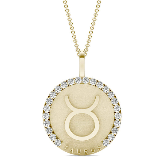 3/4 CTW Round Caydia Lab Grown Diamond Taurus Pendant 14K Yellow Gold