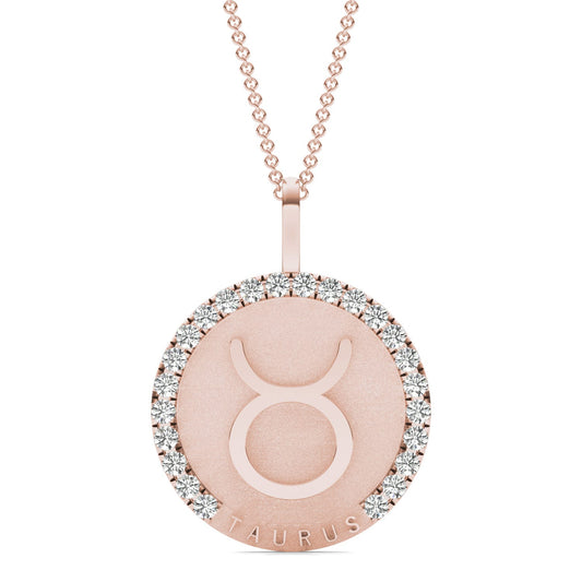 3/4 CTW Round Caydia Lab Grown Diamond Taurus Pendant 14K Rose Gold