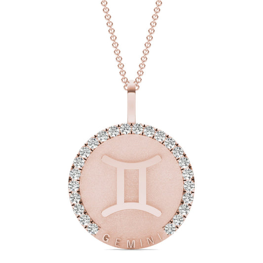 3/4 CTW Round Caydia Lab Grown Diamond Gemini Pendant 14K Rose Gold