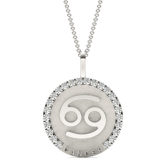 3/4 CTW Round Caydia Lab Grown Diamond Cancer Pendant 14K White Gold