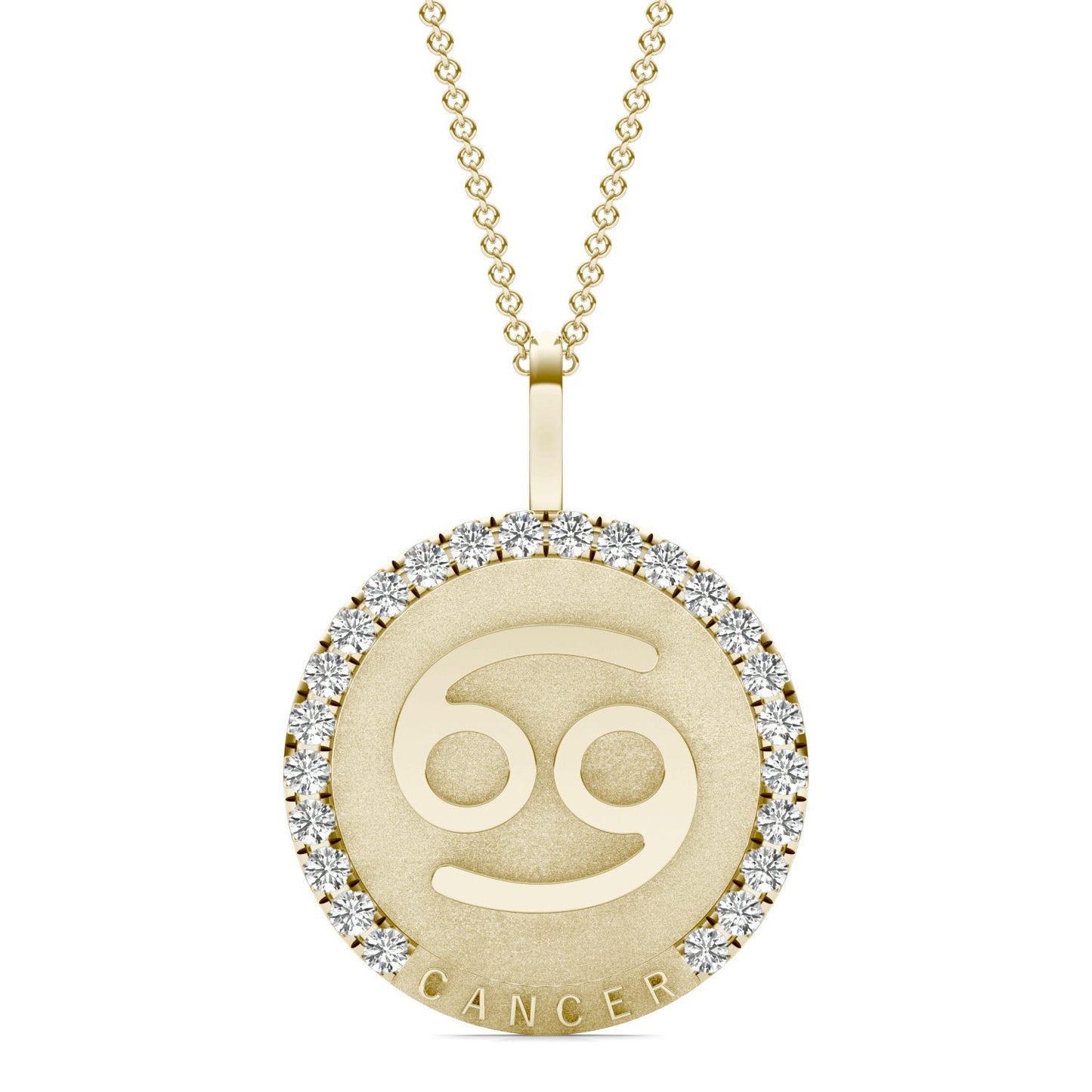 3/4 CTW Round Caydia Lab Grown Diamond Cancer Pendant 14K Yellow Gold