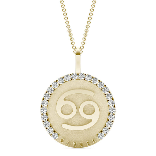 3/4 CTW Round Caydia Lab Grown Diamond Cancer Pendant 14K Yellow Gold