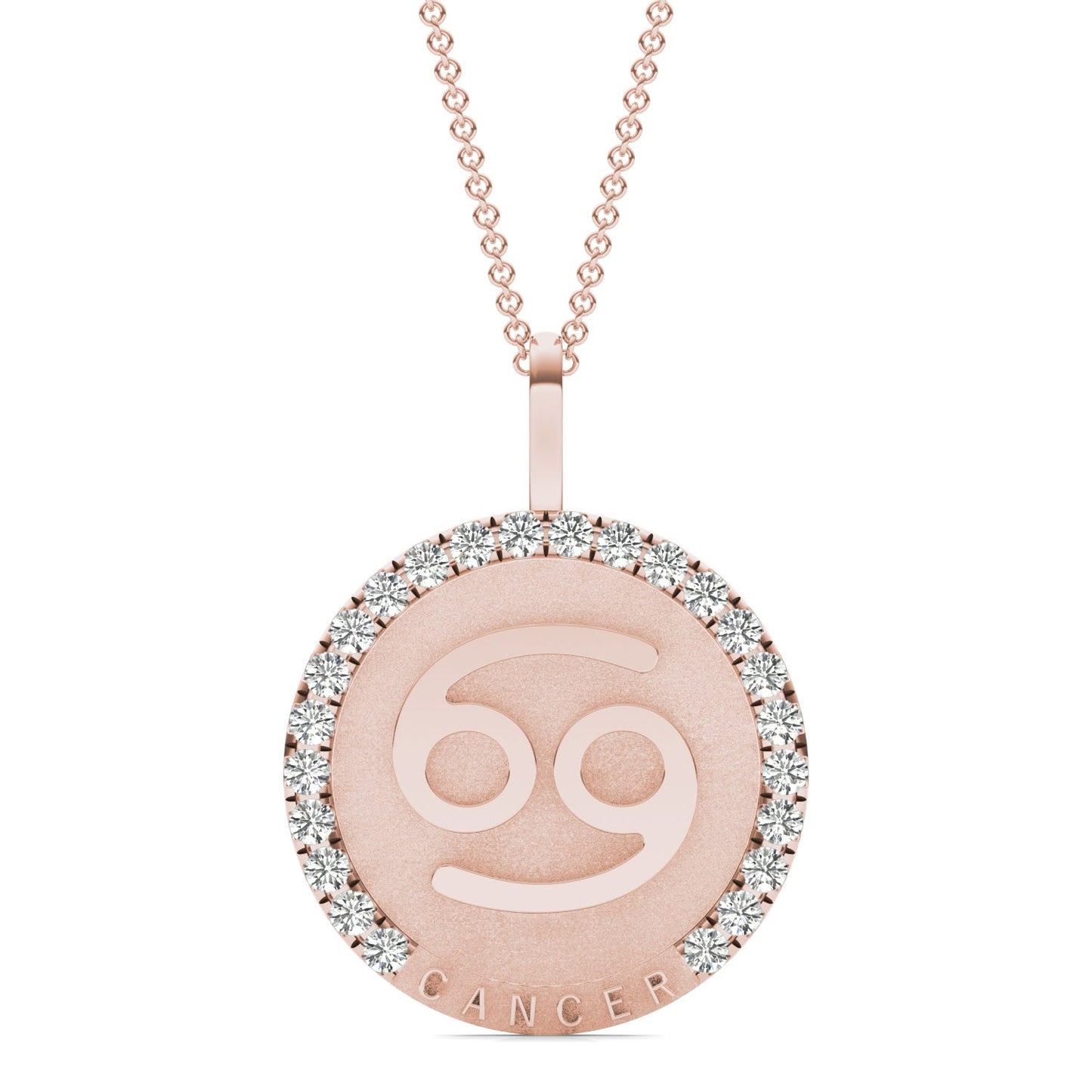 3/4 CTW Round Caydia Lab Grown Diamond Cancer Pendant 14K Rose Gold