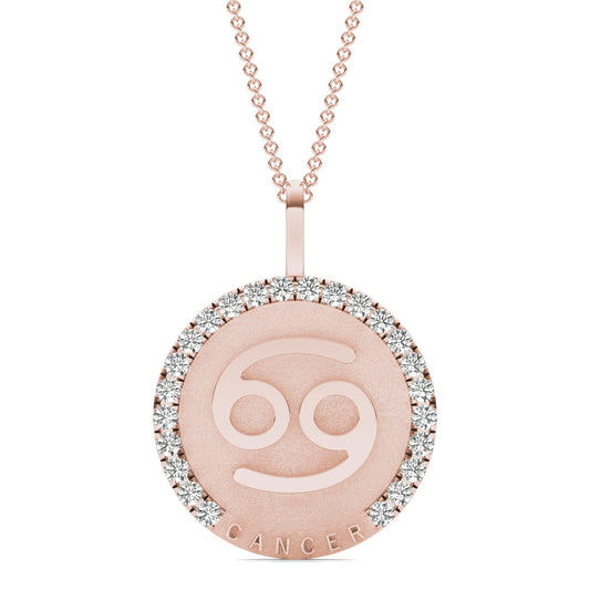 3/4 CTW Round Caydia Lab Grown Diamond Cancer Pendant 14K Rose Gold