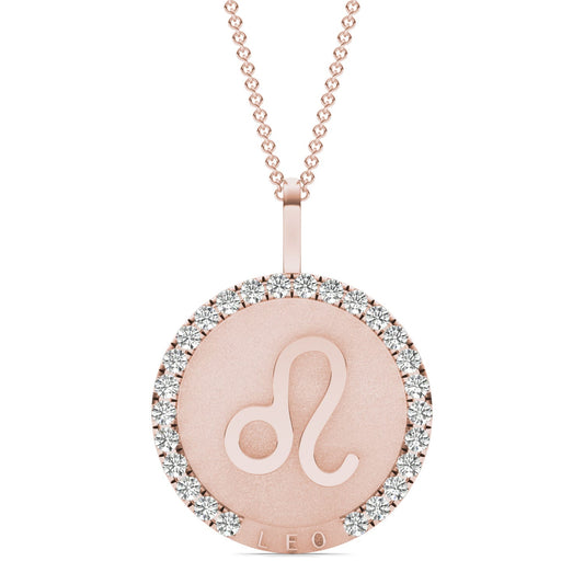 3/4 CTW Round Caydia Lab Grown Diamond Leo Pendant 14K Rose Gold