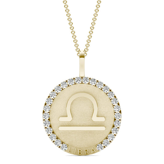 3/4 CTW Round Caydia Lab Grown Diamond Libra Pendant 14K Yellow Gold