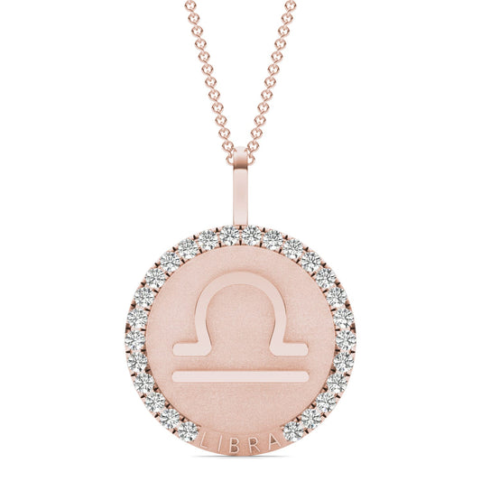 3/4 CTW Round Caydia Lab Grown Diamond Libra Pendant 14K Rose Gold