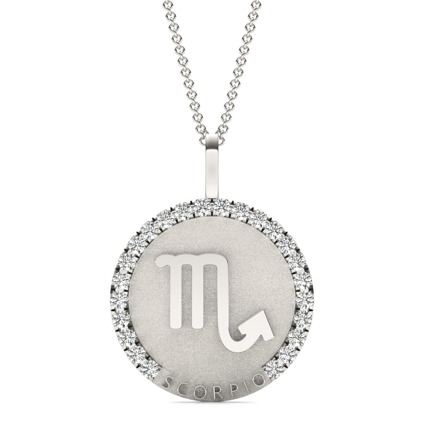 3/4 CTW Round Caydia Lab Grown Diamond Scorpio Pendant 14K White Gold