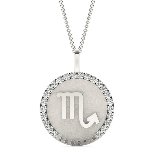 3/4 CTW Round Caydia Lab Grown Diamond Scorpio Pendant 14K White Gold