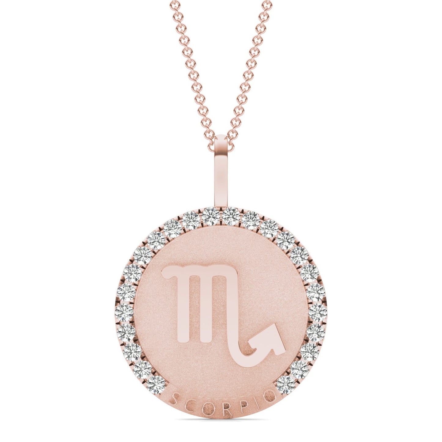 3/4 CTW Round Caydia Lab Grown Diamond Scorpio Pendant 14K Rose Gold