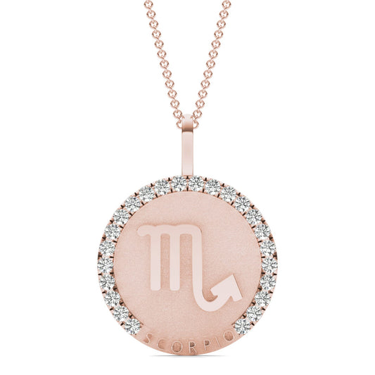 3/4 CTW Round Caydia Lab Grown Diamond Scorpio Pendant 14K Rose Gold