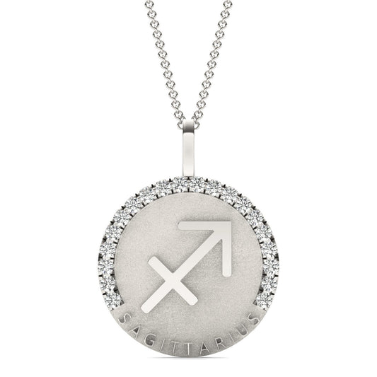 5/8 CTW Round Caydia Lab Grown Diamond Sagittarius Pendant 14K White Gold
