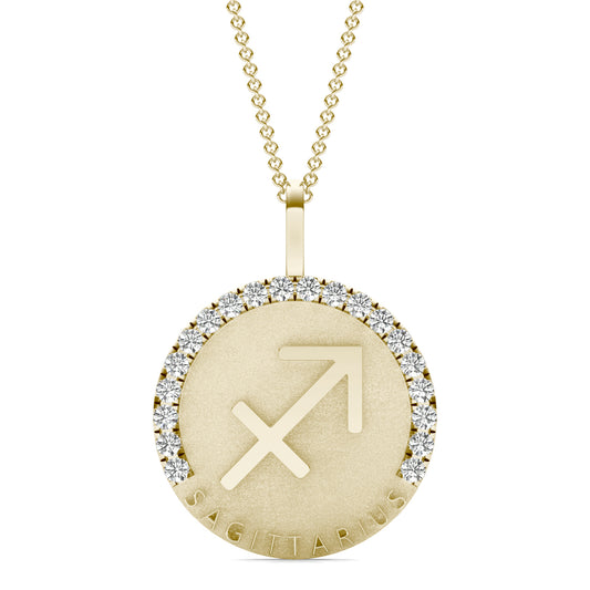 5/8 CTW Round Caydia Lab Grown Diamond Sagittarius Pendant 14K Yellow Gold