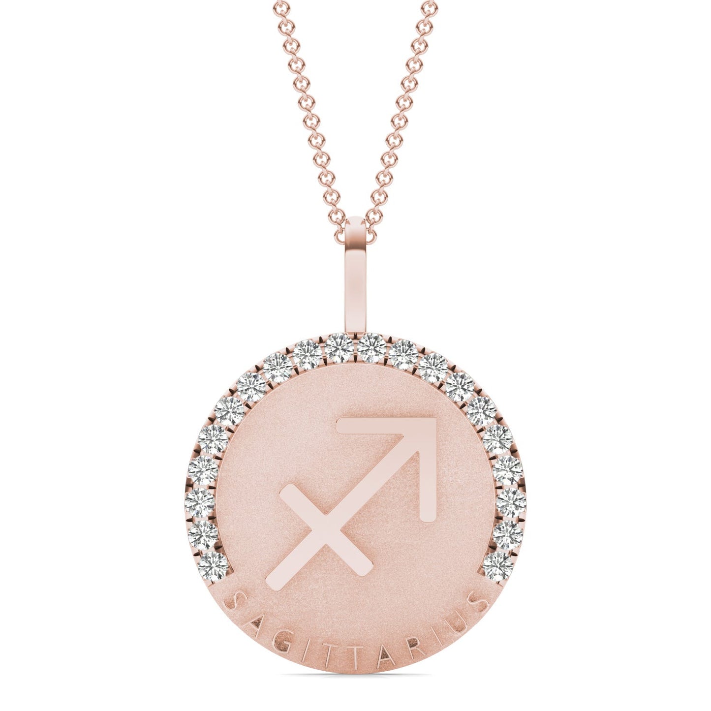 5/8 CTW Round Caydia Lab Grown Diamond Sagittarius Pendant 14K Rose Gold