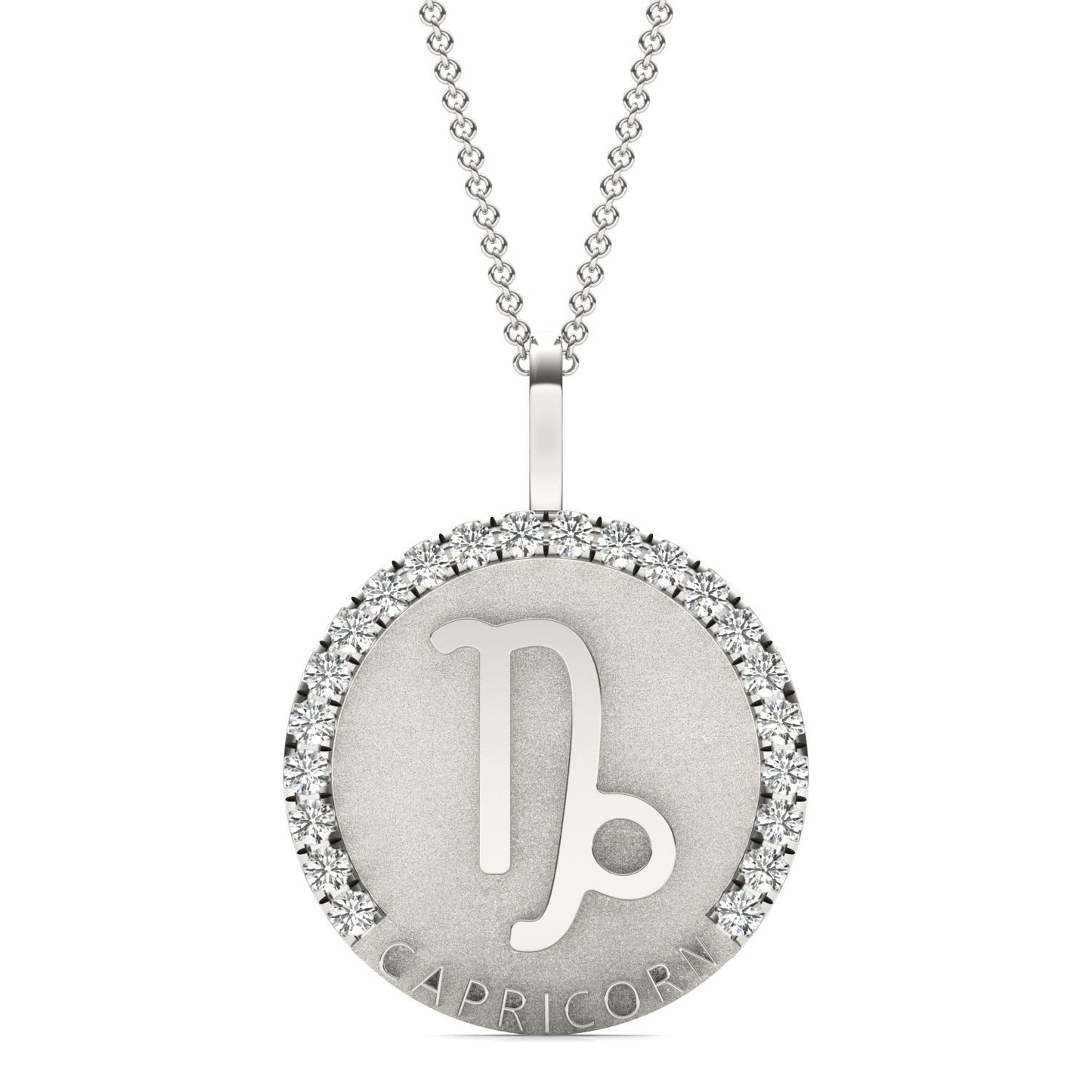 2/3 CTW Round Caydia Lab Grown Diamond Capricorn Pendant 14K White Gold