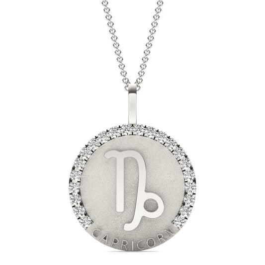 2/3 CTW Round Caydia Lab Grown Diamond Capricorn Pendant 14K White Gold