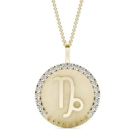 2/3 CTW Round Caydia Lab Grown Diamond Capricorn Pendant 14K Yellow Gold