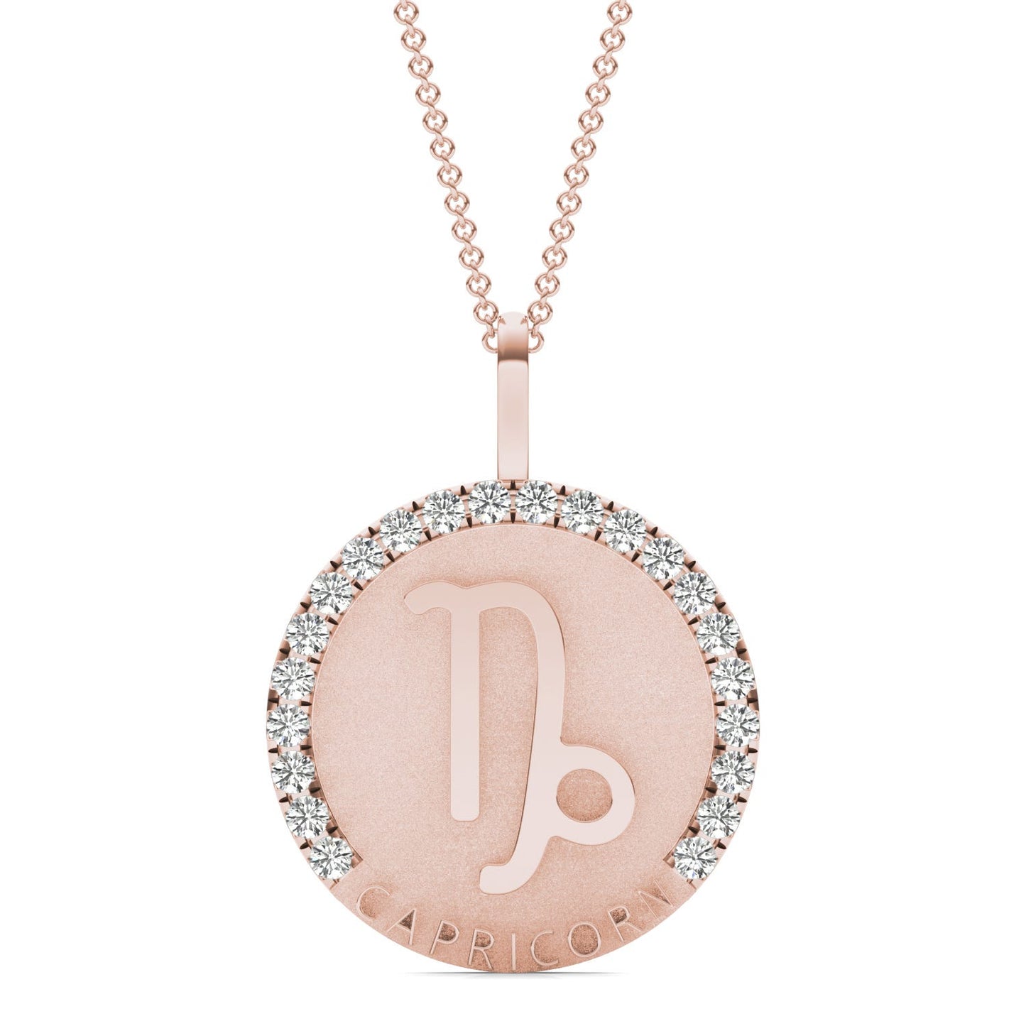 2/3 CTW Round Caydia Lab Grown Diamond Capricorn Pendant 14K Rose Gold
