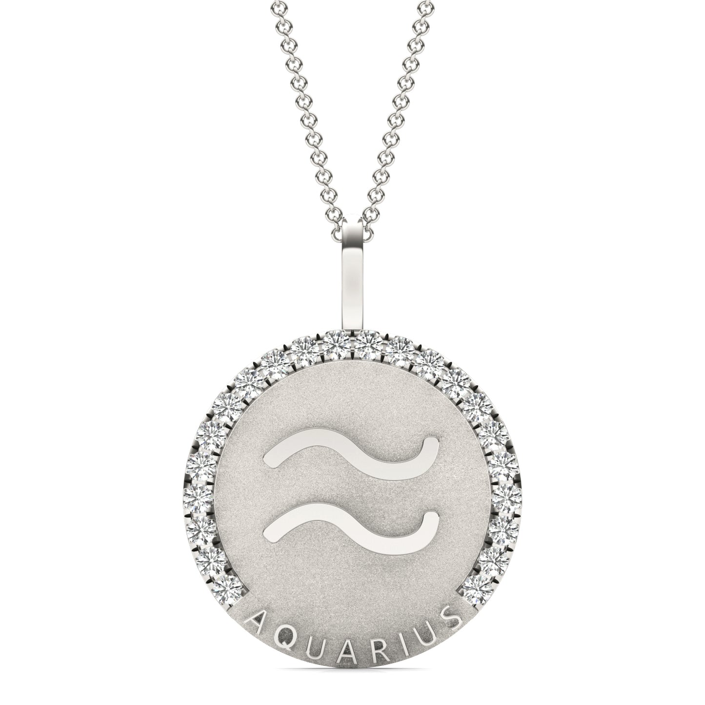 2/3 CTW Round Caydia Lab Grown Diamond Aquarius Pendant 14K White Gold