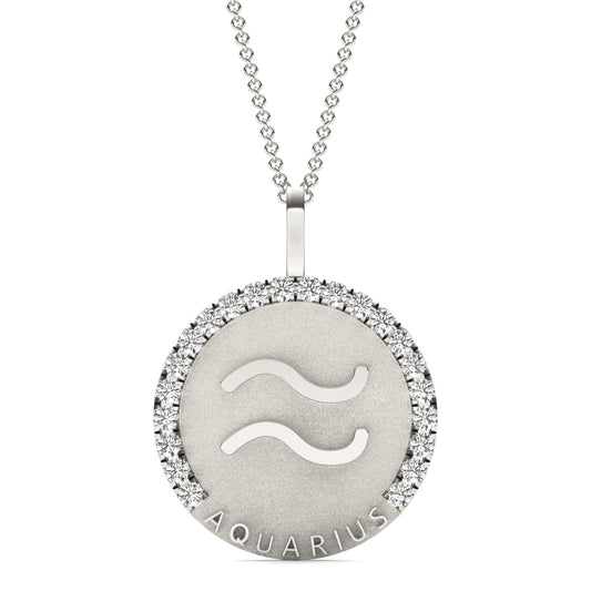 2/3 CTW Round Caydia Lab Grown Diamond Aquarius Pendant 14K White Gold