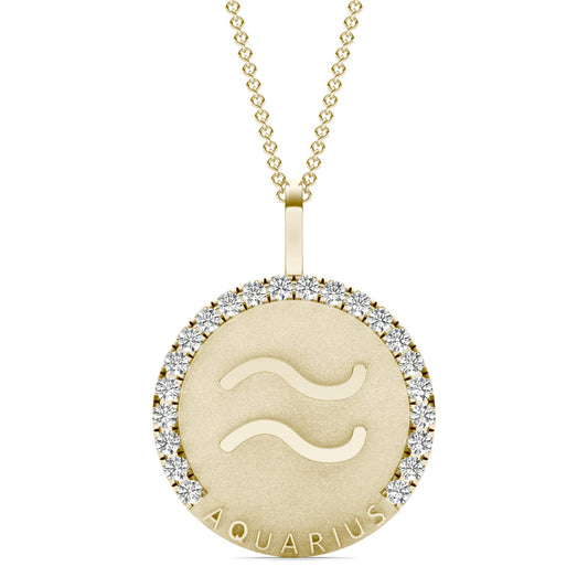 2/3 CTW Round Caydia Lab Grown Diamond Aquarius Pendant 14K Yellow Gold