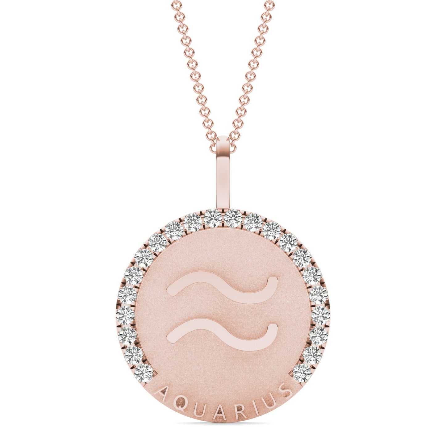 2/3 CTW Round Caydia Lab Grown Diamond Aquarius Pendant 14K Rose Gold