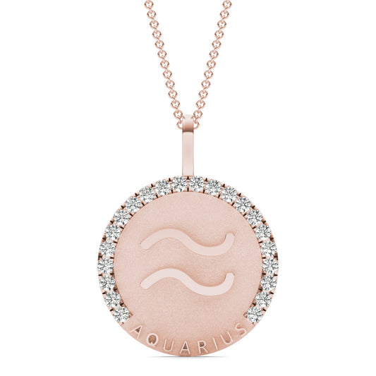 2/3 CTW Round Caydia Lab Grown Diamond Aquarius Pendant 14K Rose Gold
