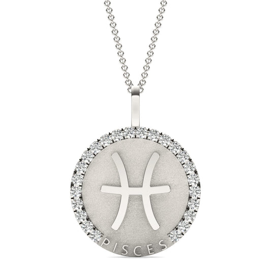 3/4 CTW Round Caydia Lab Grown Diamond Pisces Pendant 14K White Gold