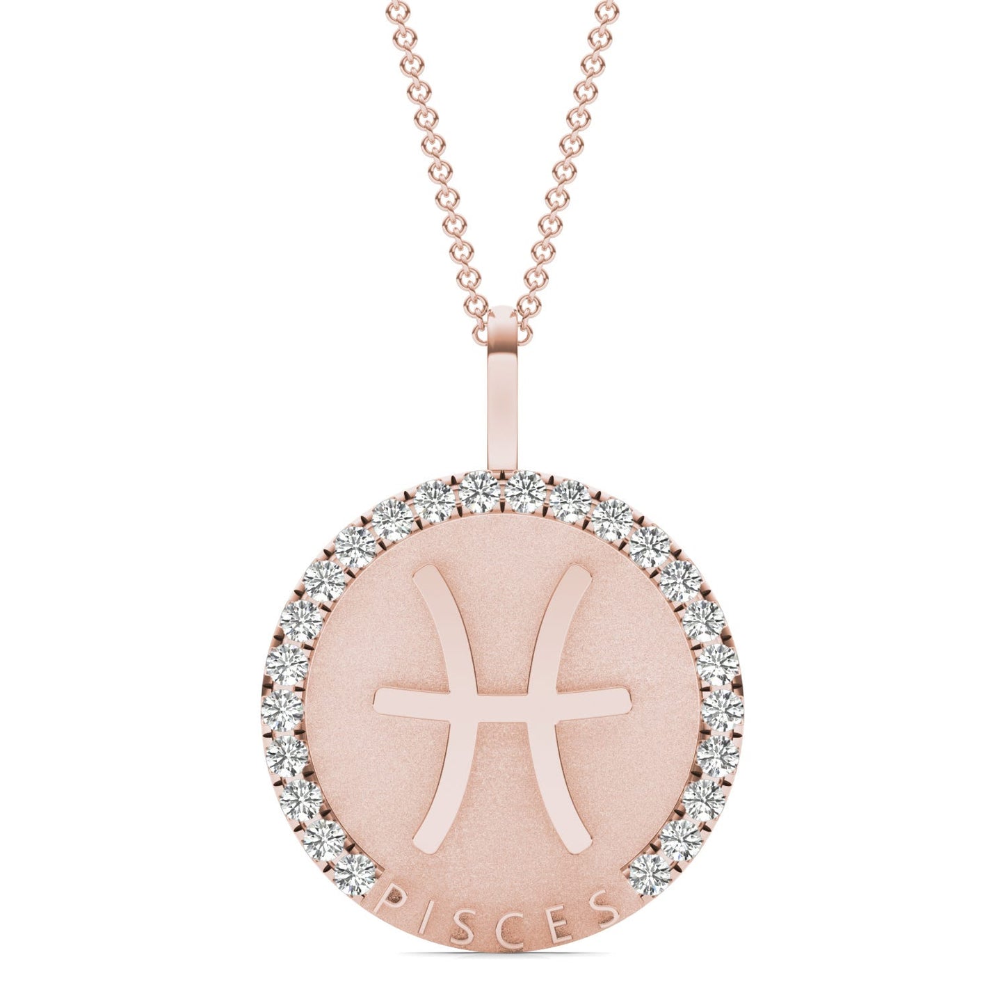 3/4 CTW Round Caydia Lab Grown Diamond Pisces Pendant 14K Rose Gold