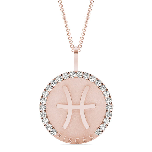 3/4 CTW Round Caydia Lab Grown Diamond Pisces Pendant 14K Rose Gold