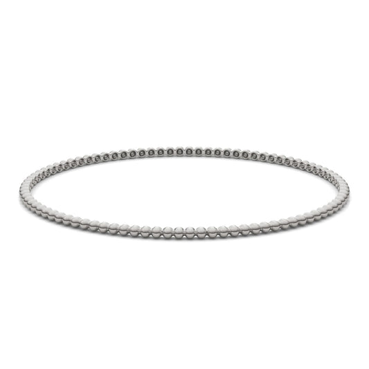Beaded Bangle Bracelet 14K White Gold