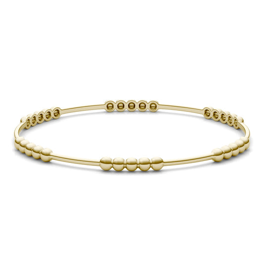 Alternating Beaded Bangle Bracelet 14K Yellow Gold