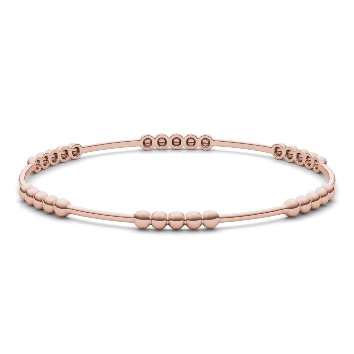 Alternating Beaded Bangle Bracelet 14K Rose Gold