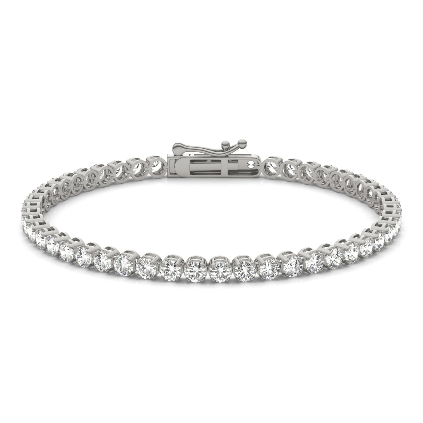 5.00 CTW DEW Round Forever One Moissanite Classic Four Prong Tennis Bracelet 14K White Gold