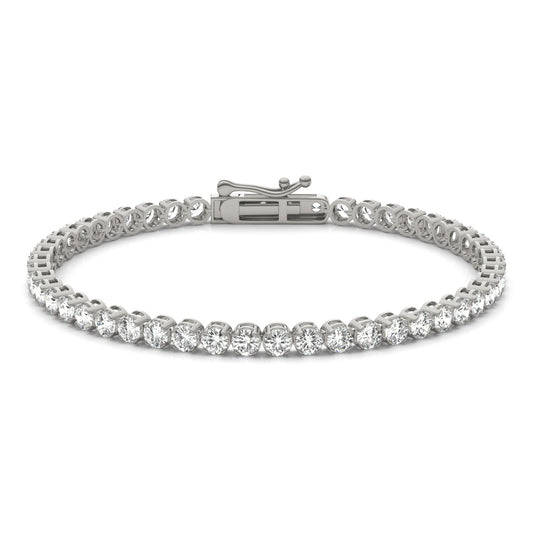 5.00 CTW DEW Round Forever One Moissanite Classic Four Prong Tennis Bracelet 14K White Gold