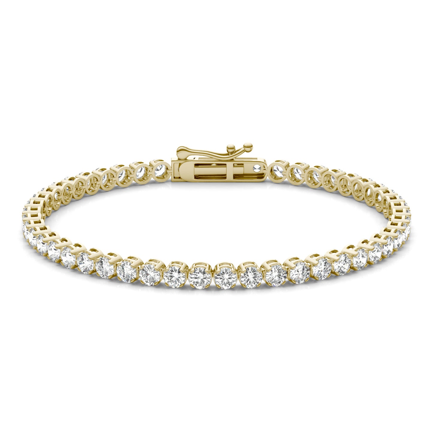 5.00 CTW DEW Round Forever One Moissanite Classic Four Prong Tennis Bracelet 14K Yellow Gold