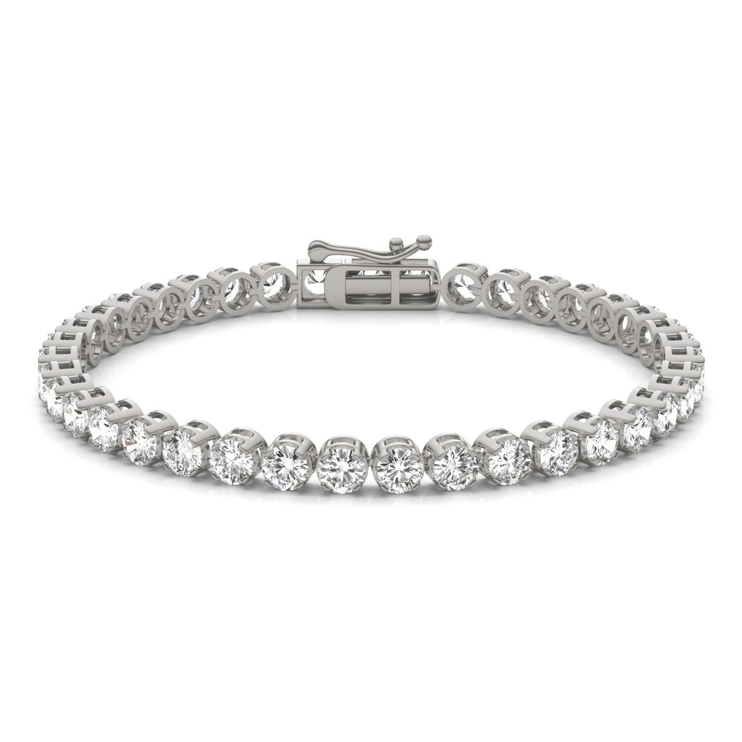 8.97 CTW DEW Round Forever One Moissanite Classic Four Prong Tennis Bracelet 14K White Gold